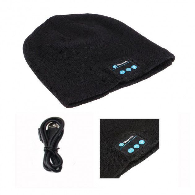 Портативная колонка ШАПКА с bluetooth наушниками SPS Hat BT True. Цвет: черный