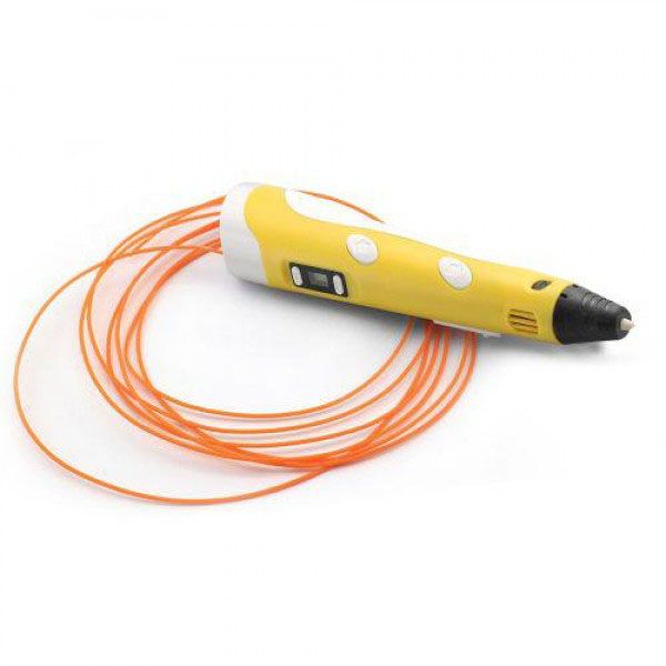 3D ручка Smart 3D Pen 2 c LCD дисплеем,  Детская электро ручка для фигурок из пластика. Цвет: желтый