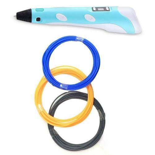 3D ручка Smart 3D Pen 2 c LCD дисплеем, Интересная ручка 3д для детей, Оригинальная. Цвет: голубой