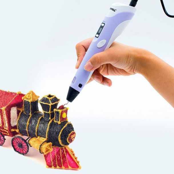 3D ручка Smart 3D Pen 2 c LCD дисплеем, Ручка для объемного рисования, Детская 3д ручка. Цвет: фиолетовый