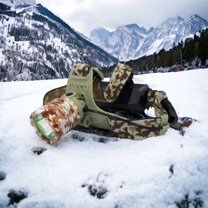 Фонарь налобный 2130-T6 Military, аккумуляторный 18650 х 2, zoom, зарядка micro USB, Головной фонарик
