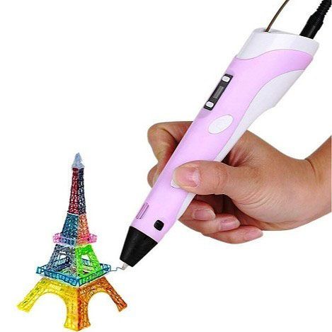 3D ручка Smart 3D Pen 2 c LCD дисплеем, Ручка 3d для развития внимания. Цвет: розовый