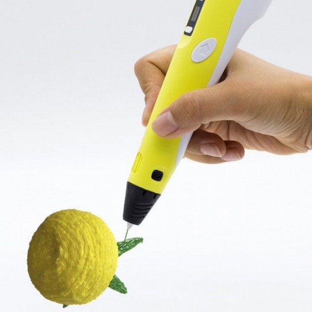 3D ручка Smart 3D Pen 2 c LCD дисплеем,  Детская электро ручка для фигурок из пластика. Цвет: желтый