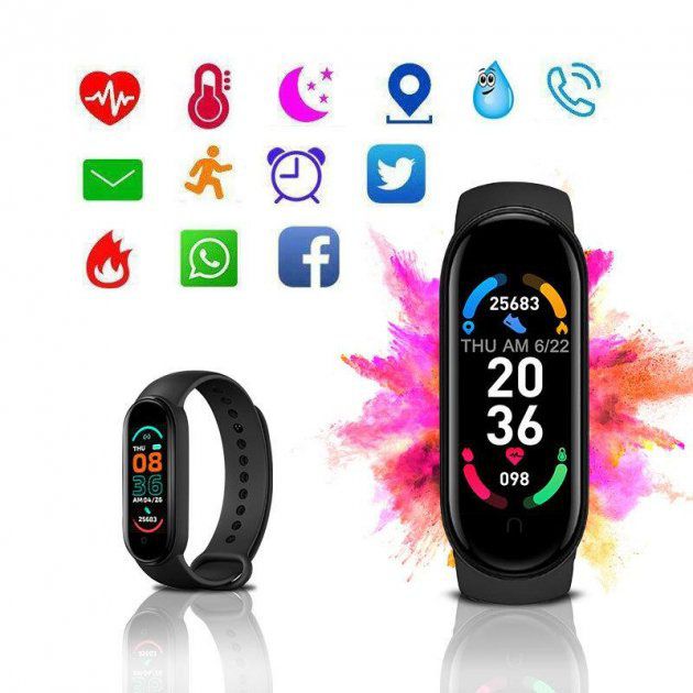 Фитнес браслет FitPro Smart Band M6 (смарт часы, пульсоксиметр, пульс). Цвет: черный