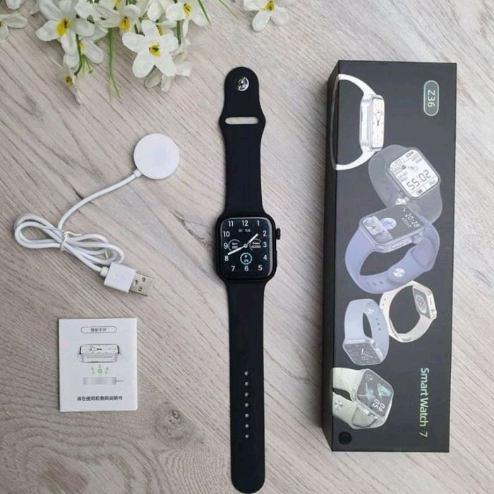 Умные смарт часы Smart Watch Z37 голосовой вызов, температура тела, пульсометр, тонометр. Цвет: черный