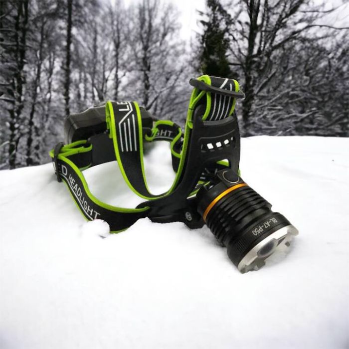 Налобный фонарь Bailong BL-A7-P50, zoom, microUSB, 2х18650, 3 режима, сверхмощный налобный фонарь