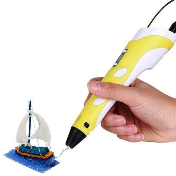 3D ручка Smart 3D Pen 2 c LCD дисплеем,  Детская электро ручка для фигурок из пластика. Цвет: желтый