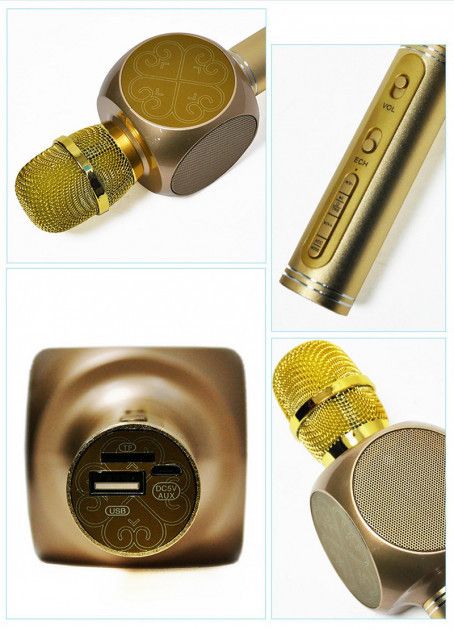 Беспроводной Bluetooth Микрофон для Караоке Микрофон DM Karaoke Y 68 + BT. Цвет: золотой