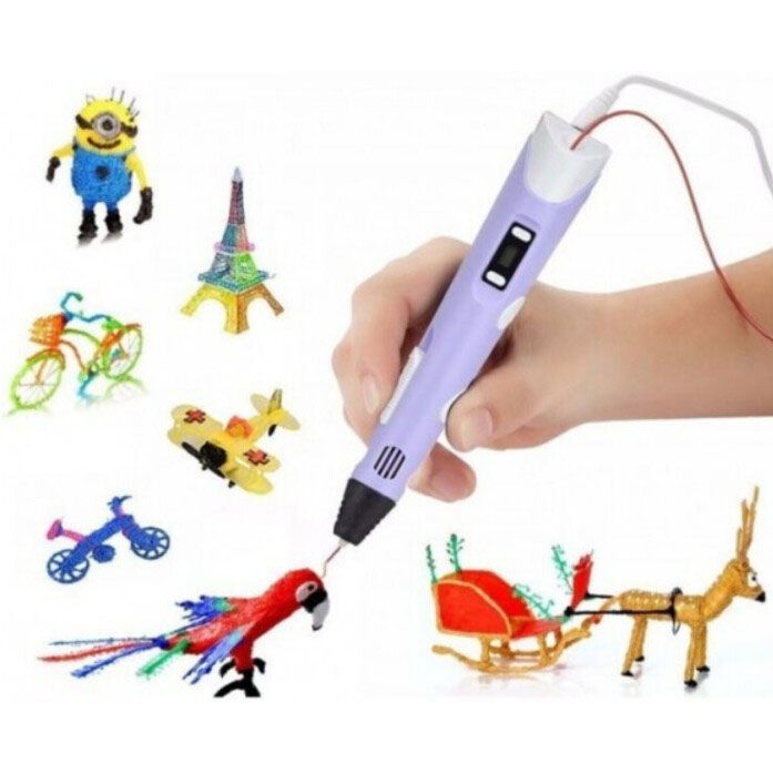 3D ручка Smart 3D Pen 2 c LCD дисплеем, Ручка для объемного рисования, Детская 3д ручка. Цвет: фиолетовый