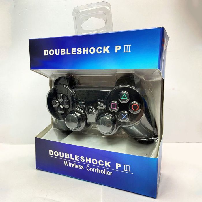 Игровой беспроводной геймпад Doubleshock PS3/PC аккумуляторный джойстик с функцией вибрации. Цвет: черный