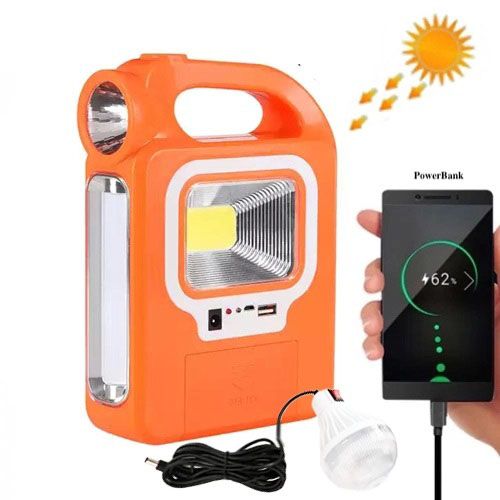 Фонарь кемпинг переносной 6399А - LED+COB, power bank, 2x18650, солнечная батарея. Цвет: оранжевый