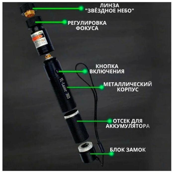 Лазерная указка Green Laser Pointer JD-303, Лазеры с зеленым лучем лазера, Лазерная указка брелок