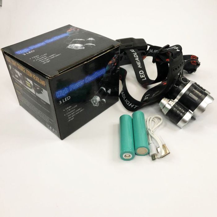Фонарь Police 3000-T6+2XPE (2х18650, 5 режимов, Zoom, 1500 люмен), Налобный фонарь с линзой