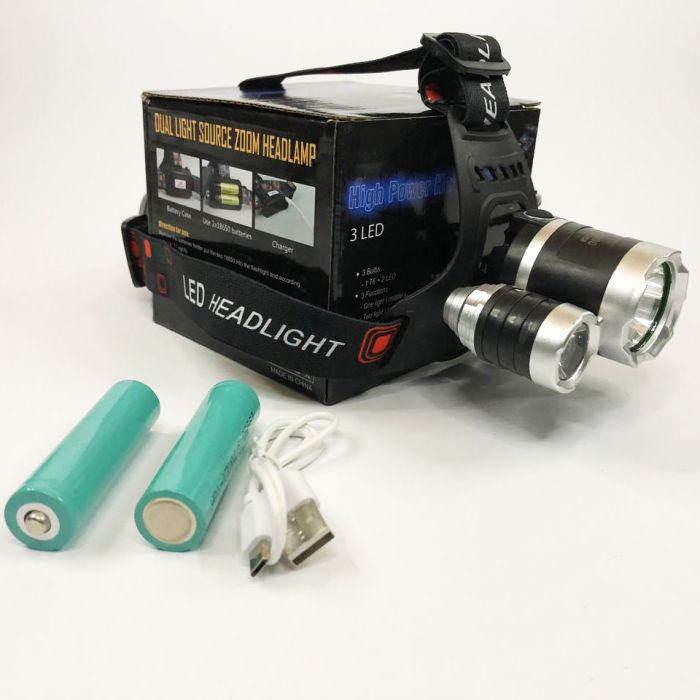 Фонарь Police 3000-T6+2XPE (2х18650, 5 режимов, Zoom, 1500 люмен), Налобный фонарь с линзой