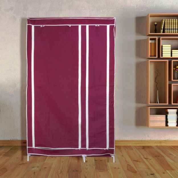 Тканевый шкаф органайзер для вещей на 2 секции складной 105х45х170см Storage Wardrobe Цвет: темно-серый