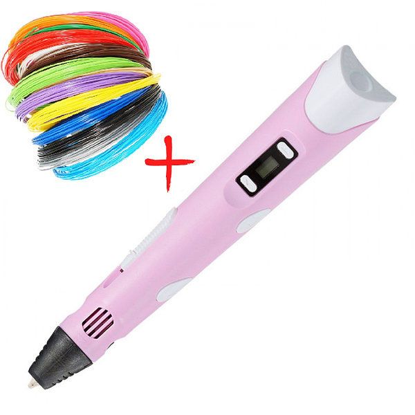 3D ручка Smart 3D Pen 2 c LCD дисплеем, Ручка 3d для развития внимания. Цвет: розовый