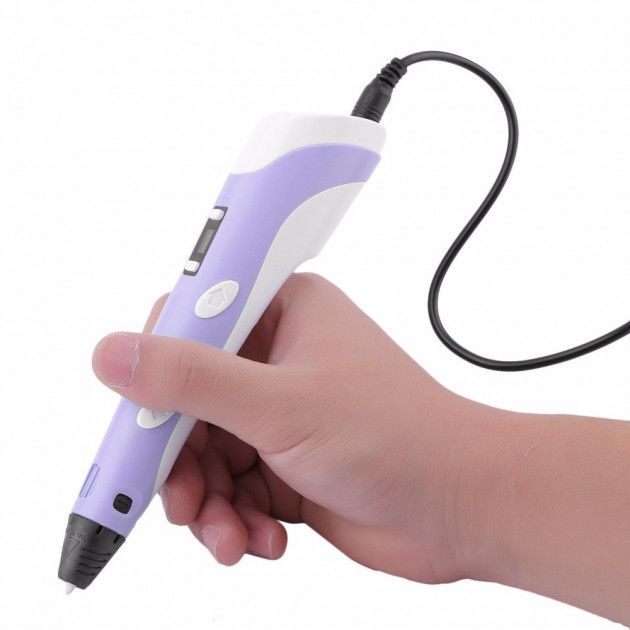 3D ручка Smart 3D Pen 2 c LCD дисплеем, Ручка для объемного рисования, Детская 3д ручка. Цвет: фиолетовый