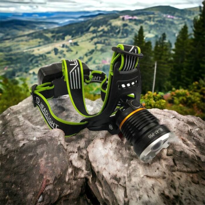 Налобный фонарь Bailong BL-A7-P50, zoom, microUSB, 2х18650, 3 режима, сверхмощный налобный фонарь