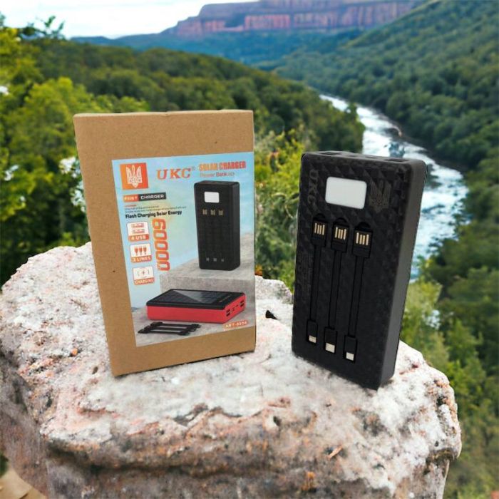 Портативная мобильная зарядка (Павербанк) POWER BANK SOLAR 60000MAH, переносной аккумулятор для телефона