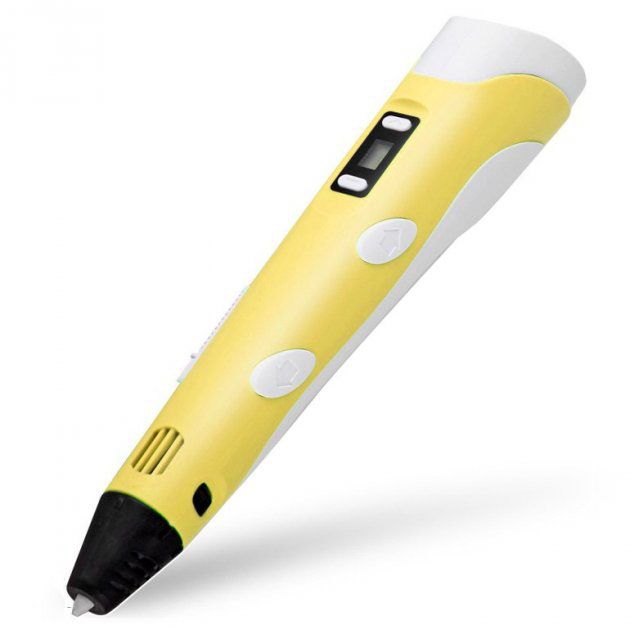 3D ручка Smart 3D Pen 2 c LCD дисплеем,  Детская электро ручка для фигурок из пластика. Цвет: желтый