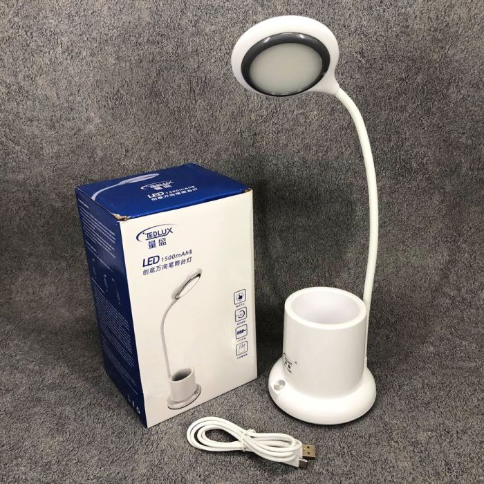 Настольная лампа аккумуляторная на гибкой ножке с органайзером Tedlux TL-1006, usb светильник гибкий
