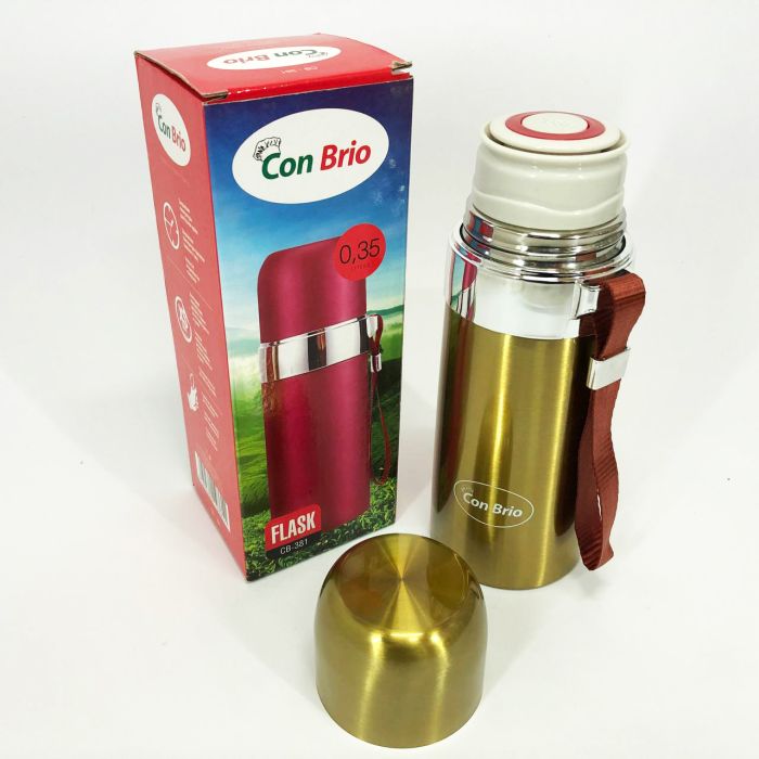 Термос Con Brio CB-381 Gold 0,35л, Хороший небольшой термос, Термос из нержавейки. Цвет: золотой