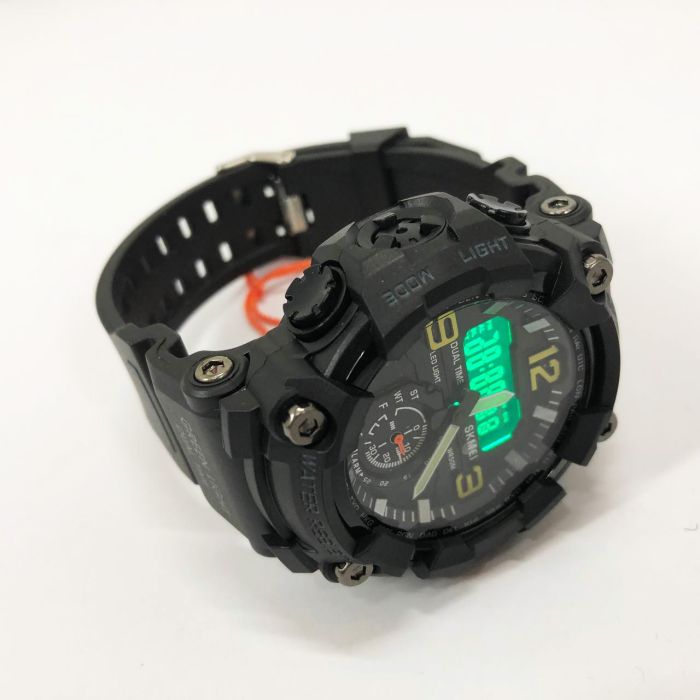 Часы наручные мужские SKMEI 1965BK BLACK, армейские часы противоударные. Цвет: черный