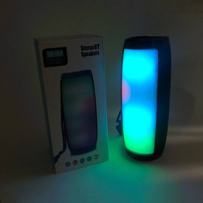 Портативная bluetooth колонка влагостойкая TG157 Pulse с разноцветной подсветкой. Цвет: черный