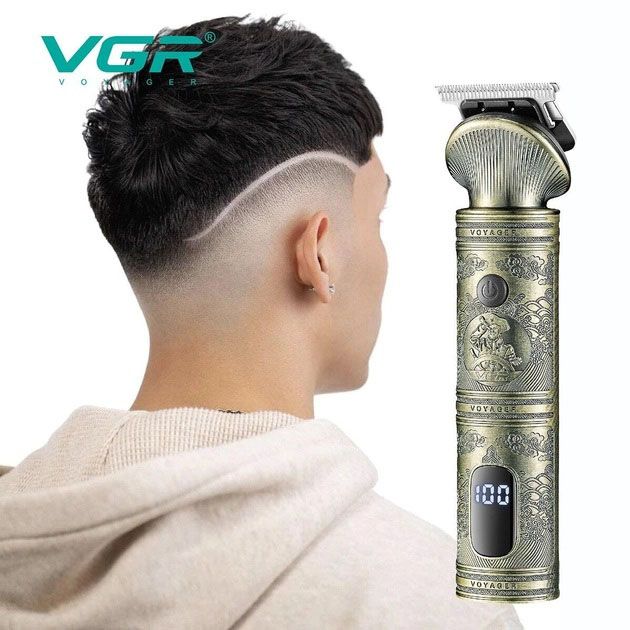 Аккумуляторная машинка для стрижки волос VGR V-962 триммер для бороды и усов с насадками 1-7 мм