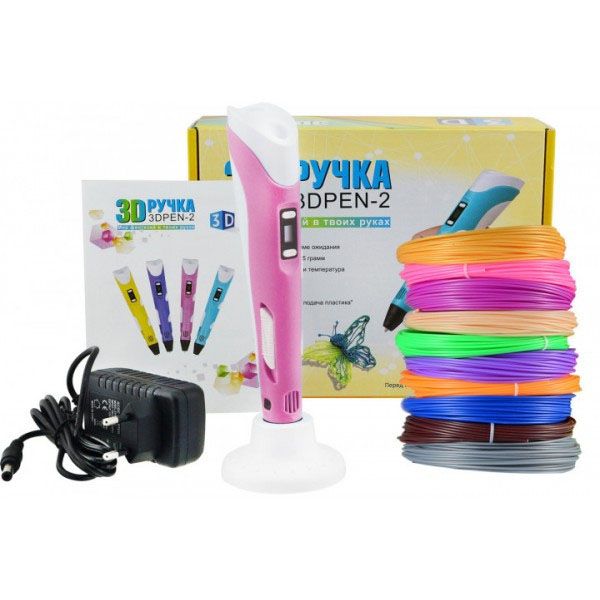 3D ручка Smart 3D Pen 2 c LCD дисплеем, Ручка 3d для развития внимания. Цвет: розовый