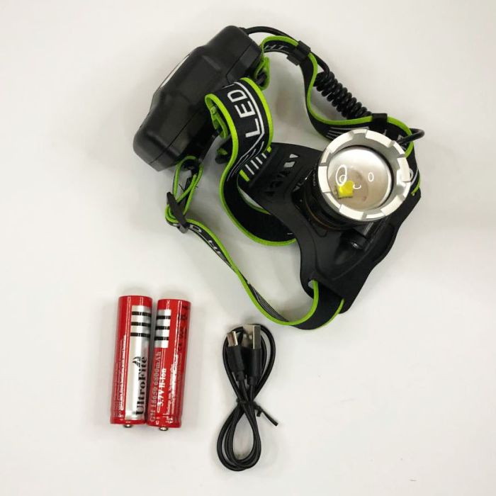 Налобный фонарь Bailong BL-A7-P50, zoom, microUSB, 2х18650, 3 режима, сверхмощный налобный фонарь