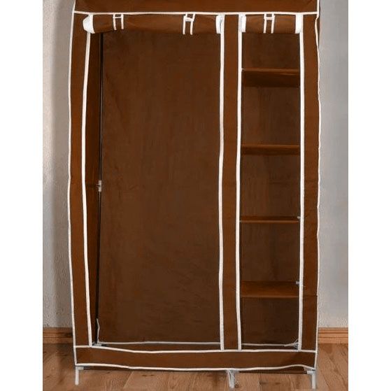 Шкаф складной тканевый STORAGE WARDROBE KM-105 на 2 секции | Шкаф разборный из ткани | органайзер для одежды (106х45х170). Цвет: коричневый