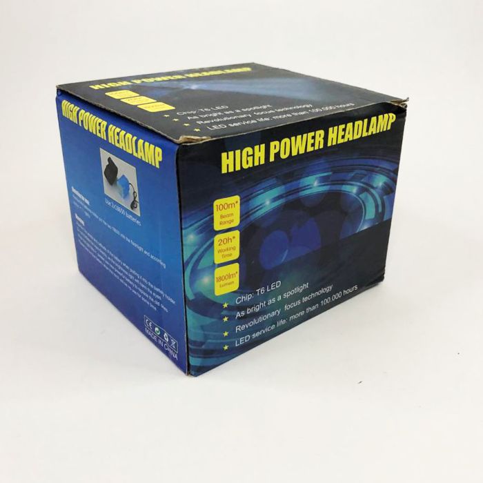 Фонарь налобный мощный Bailong BL-8075-2-GT100, 3 режима, Zoom, алюминий, аккум 2*18650, USB кабель
