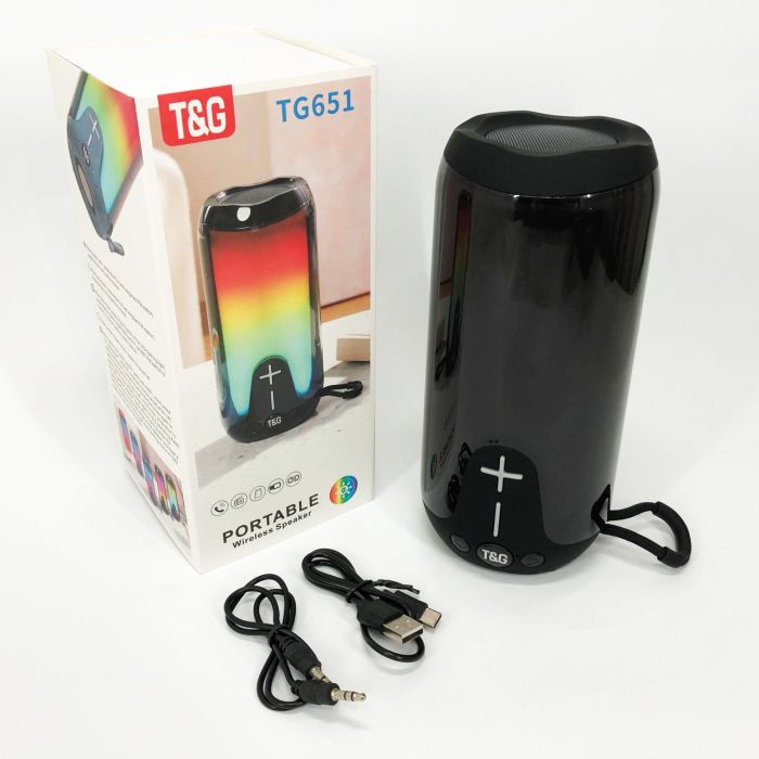 Bluetooth-колонка TG651 с RGB ПОДСВЕТКОЙ, аккумуляторная колонка для музыки, для вечеринки. Цвет: черный