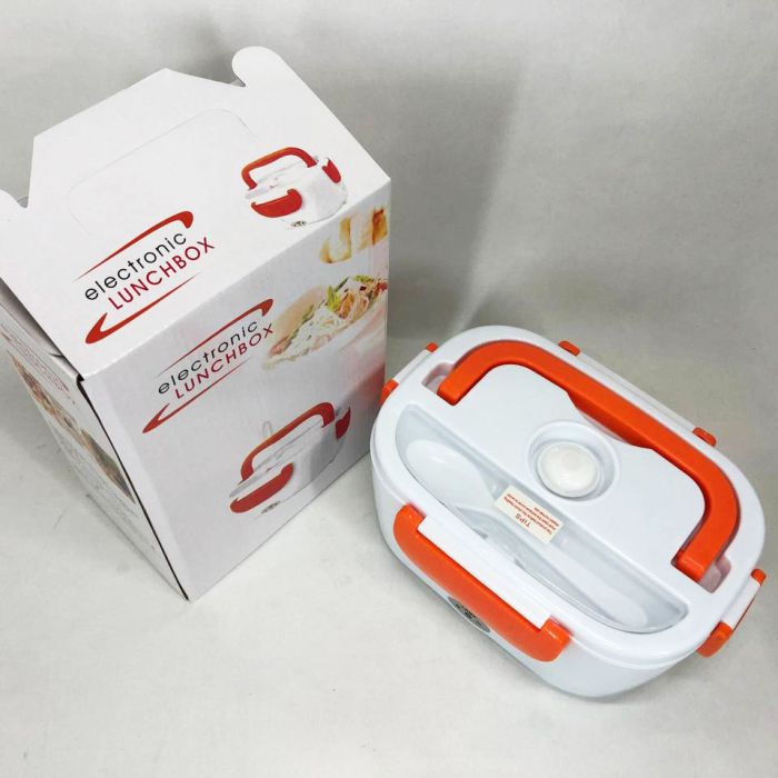Ланч бокс электрический с подогревом Lunch Heater 220V Pro, контейнер для еды с отсеками. Цвет: оранжевый