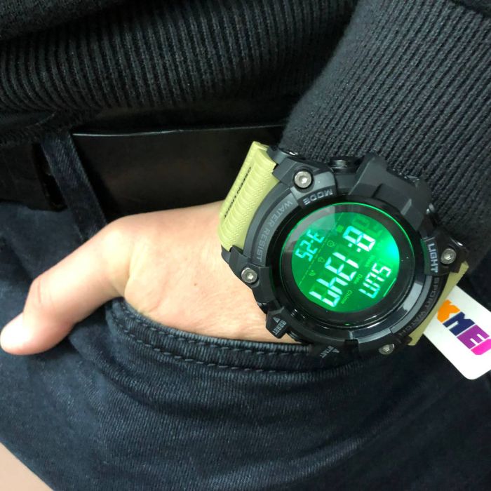 Часы наручные мужские SKMEI 1384KH KHAKI, часы наручные электронные тактические. Цвет: хаки