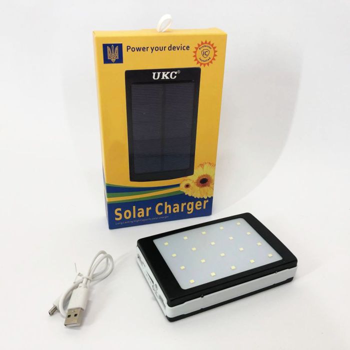 УМБ Power Bank Solar 50000 mAh мобильное зарядное с солнечной панелью и лампой. Цвет: белый