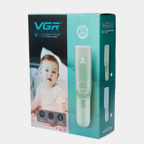 Детская машинка для стрижки VGR V-155 BLUE детей новорожденных бесшумная тихая с насадками 0-12 мм