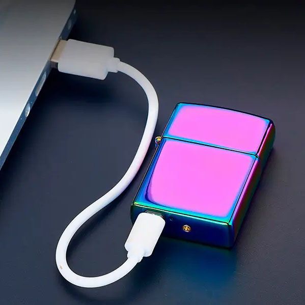 Дуговая электроимпульсная USB зажигалка Украина металлическая коробка HL-447. Цвет: хамелеон
