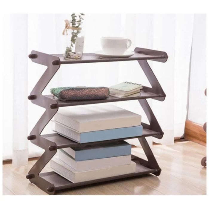 Полка для обуви органайзер компактный стойка складная Shoe Rack YH 8802 хранение вещей и обуви 4 полки. Цвет: коричневый