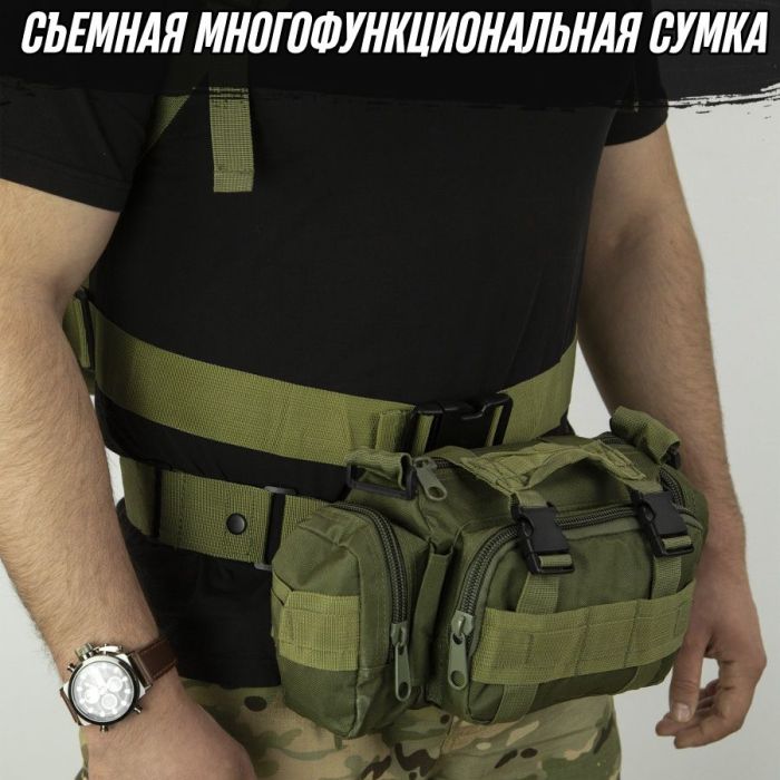Рюкзак тактический 55л с 3-мя подсумками! Качественный штурмовой для похода путешествий большой рюкзак баул