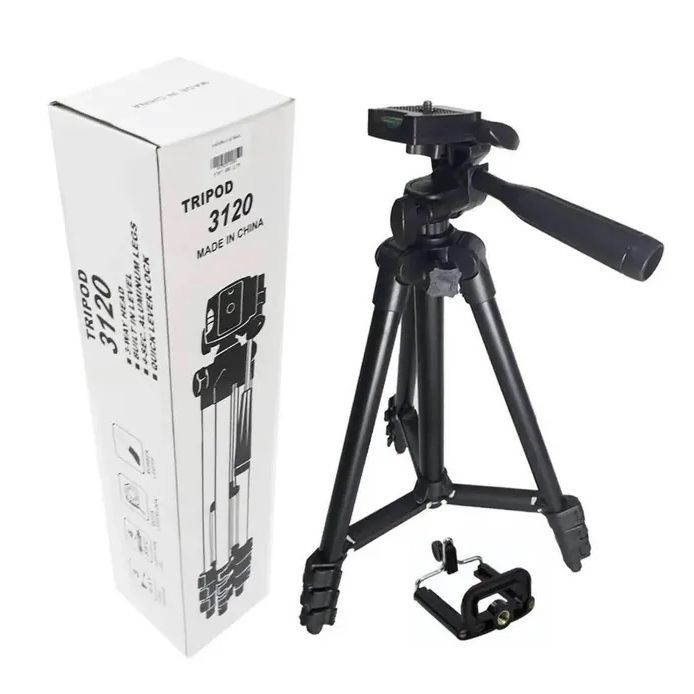 Штатив для телефона и фотоаппарата Tripod 3120 PRO портативный трипод 0,35-1.02м высота. Цвет: черный