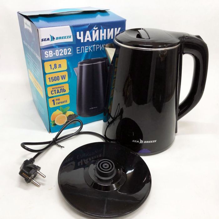 Чайник термос SeaBreeze SB-0202 1.8Л, 1500 Вт, хороший электрический чайник, тихий электрический чайник