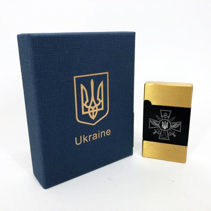 Зажигалка газовая Украина (Подарочная коробка, турбо пламя) HL-393-1. Цвет: золото