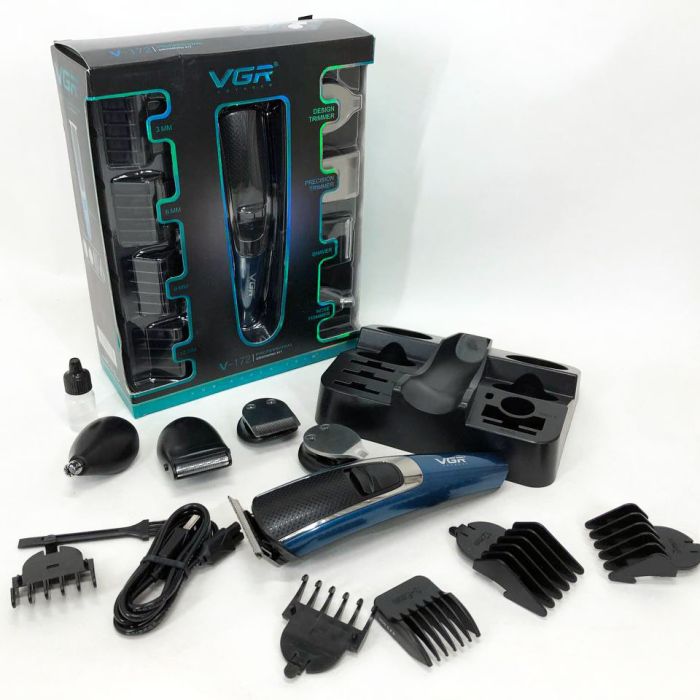 Машинка триммер 4в1 VGR V-172 для стрижки волос на аккумуляторе зарядка USB, электробритва для головы