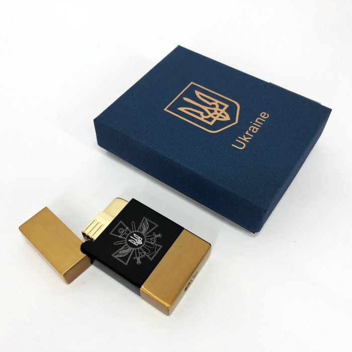 Зажигалка газовая Украина (Подарочная коробка, турбо пламя) HL-393-1. Цвет: золото