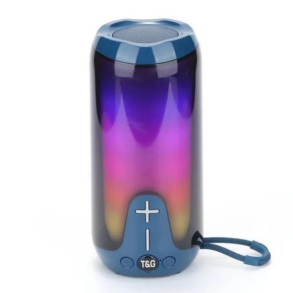 Bluetooth-колонка TG651 с RGB ПОДСВЕТКОЙ, аккумуляторная колонка для музыки, для вечеринки. Цвет: синий