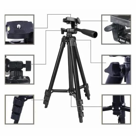 Штатив для телефона и фотоаппарата Tripod 3120 PRO портативный трипод 0,35-1.02м высота. Цвет: черный