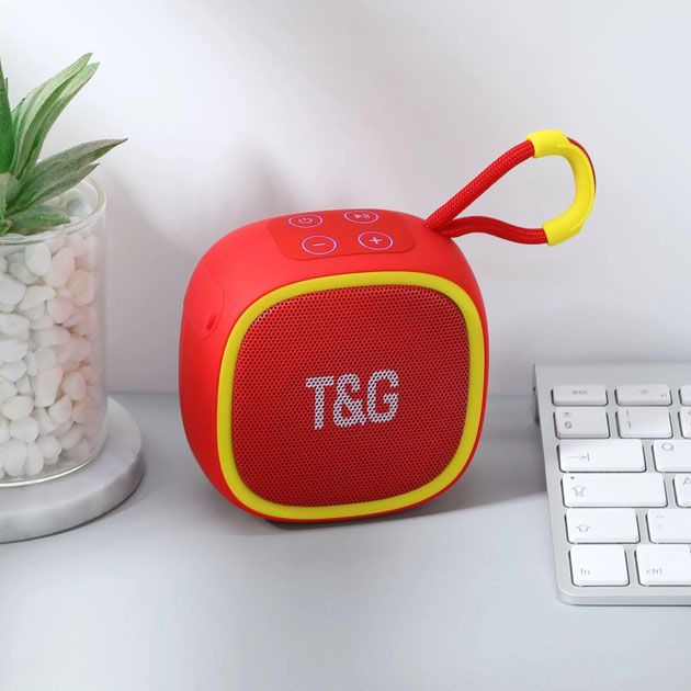 Портативная Bluetooth-колонка TG659 с ремешком, Громкая блютуз колонка для вечеринки. Цвет: красный
