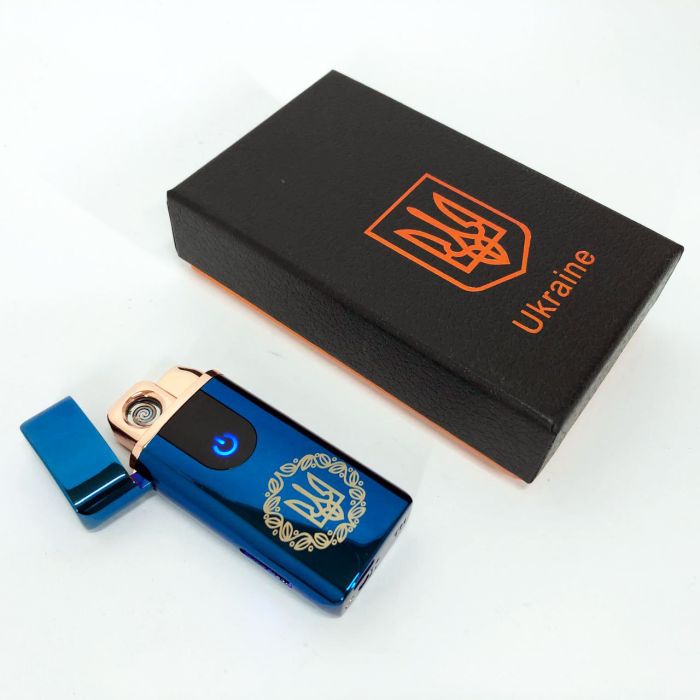 Электрическая и газовая зажигалка Украина с USB-зарядкой HL-435, зажигалки с зарядкой от usb. Цвет: синий